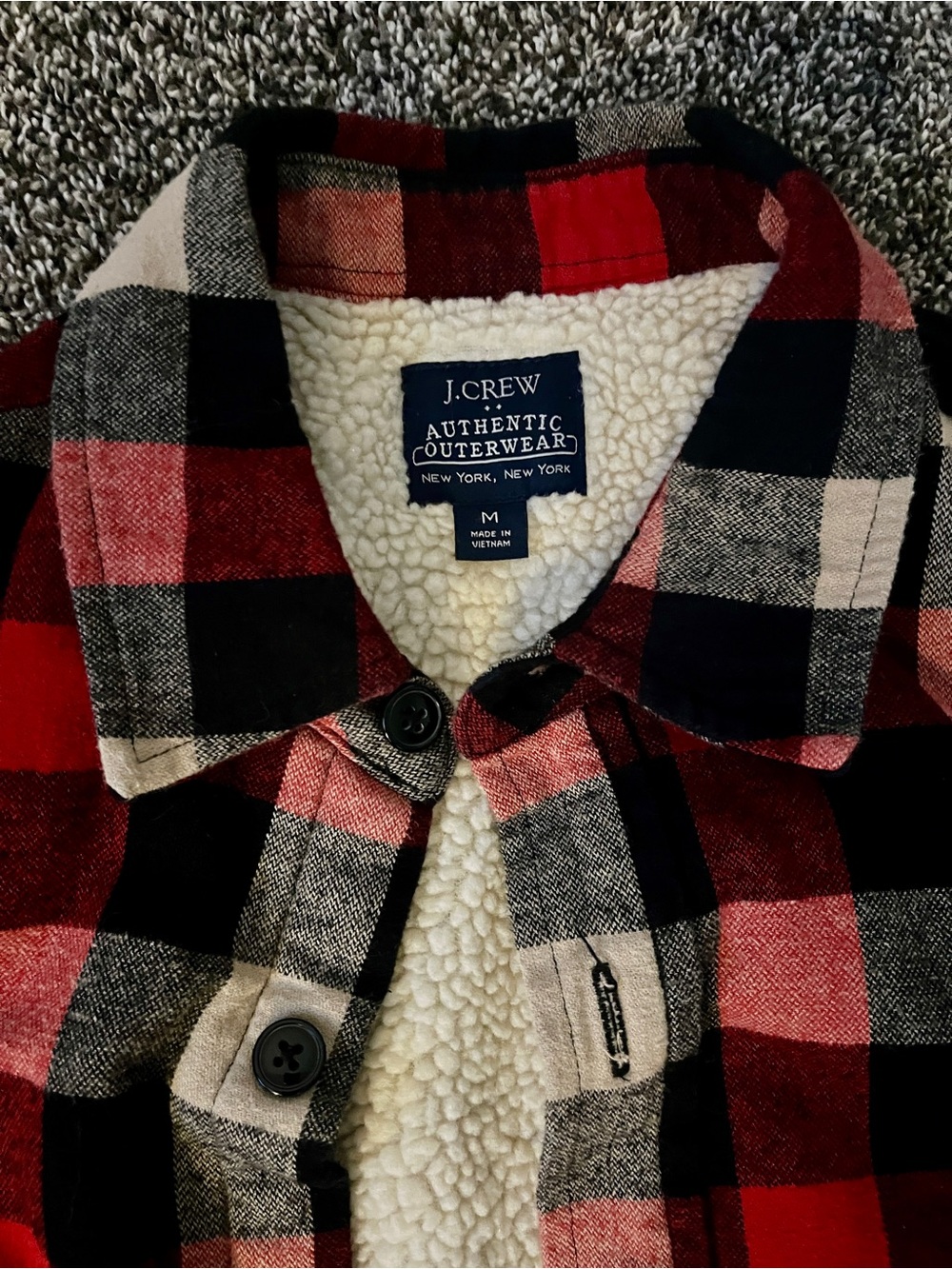 J Crew Men’s Plaid Fleece Jacket Size Medium - Picture 3 of 10